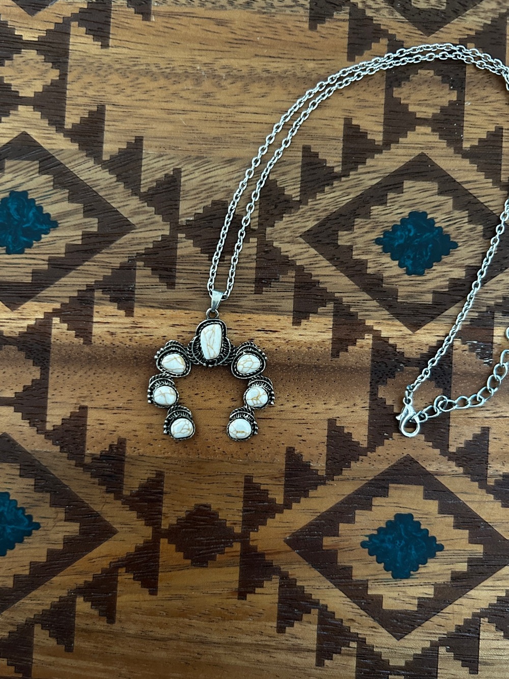 White Stone Silver-Tone Pendant Necklace for Women